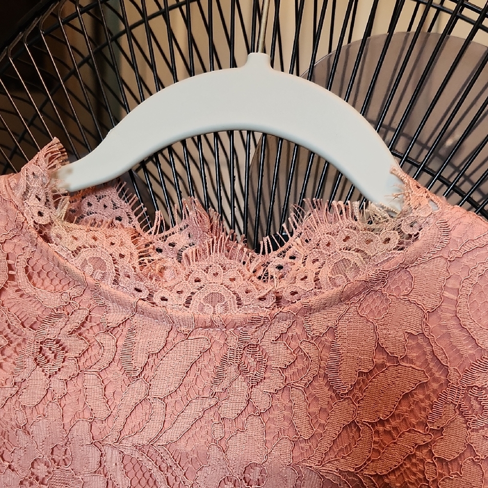 Delicate Dusty Pink Lace Dress Size S - Picture 6 of 16